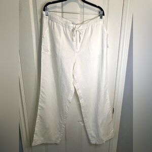 🤍”Liz Claiborne” NWT Women’s White Linen/Cotton Blend Pants w/ Pockets🤍
